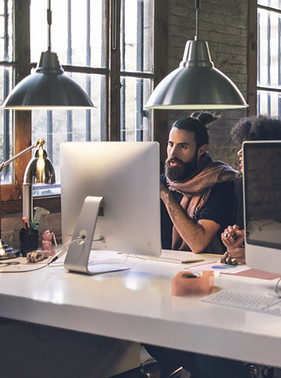 People working in an urban office