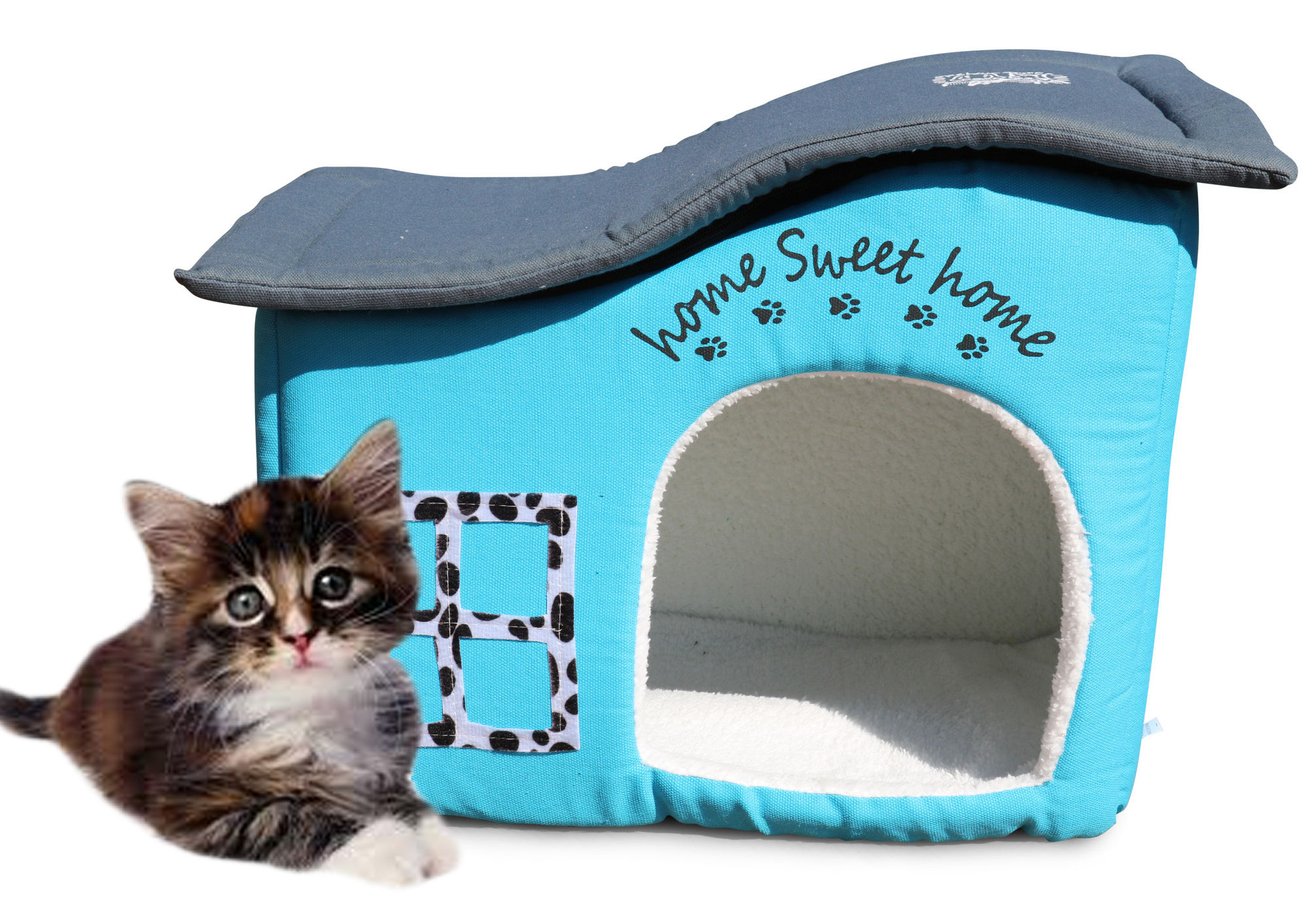 Home Sweet Home Indoor Cat House.  An Extra Sturdy Covered Cat Bed