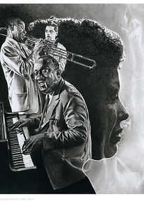 Billie Holiday &JamesP. Johnson (piano)- pastel et pierre noire sur papier 250gr 50x70