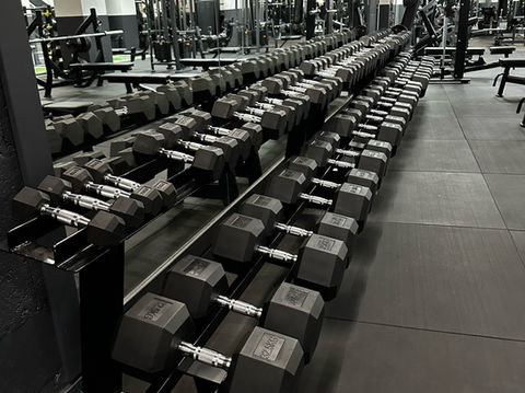 The only Hex Dumbbells in Epsom, ranging from 2kg up to 60kg! Including 2 sets of weights between 2kg-20kg. 