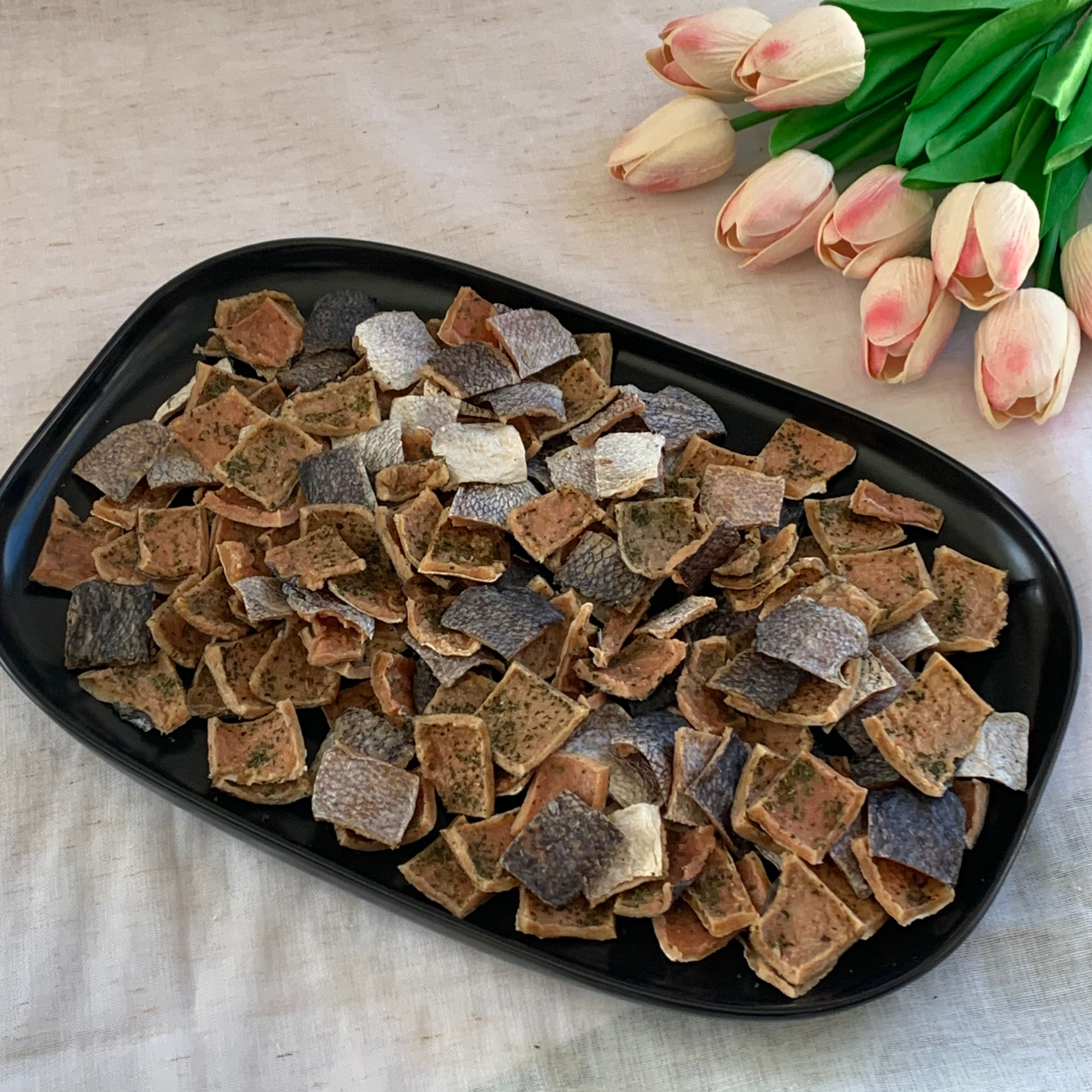 Handcrafted Groper Skin & Chicken Crisps with Parsley