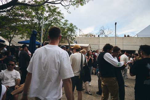 Networking and casual moments outside OFFF Barcelona, where photography and 3D meet