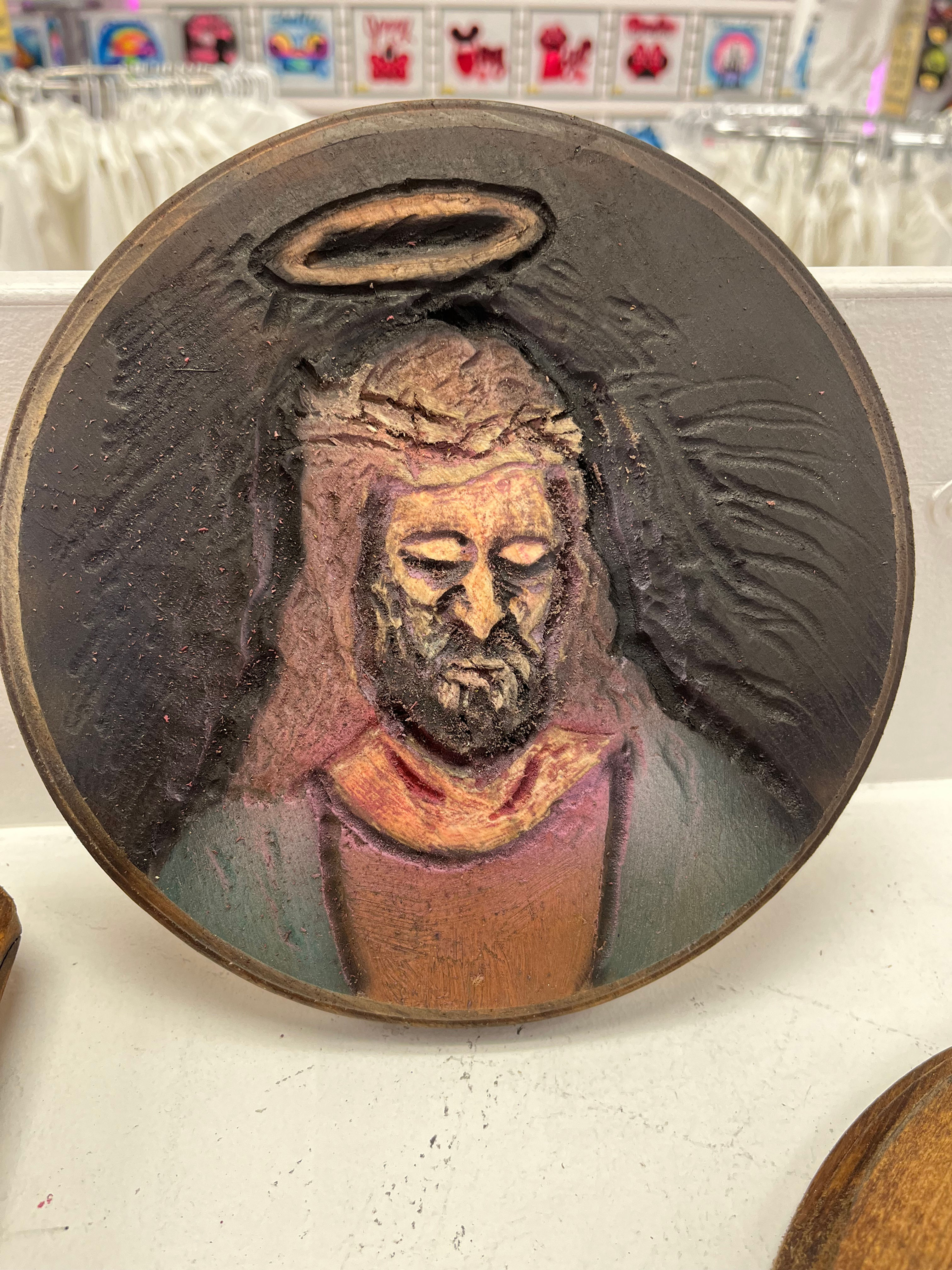 Jesus Sunken Relief Wood Carving