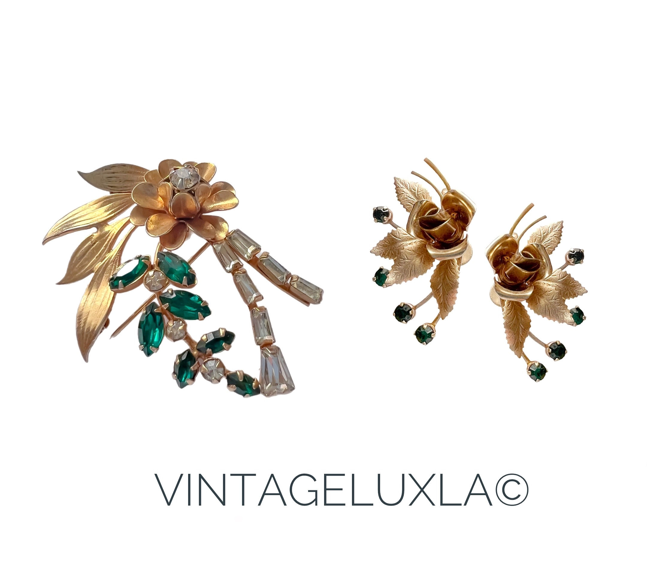 Комплект винтажная брошь SCITARELLI и серьги KARU ARKE