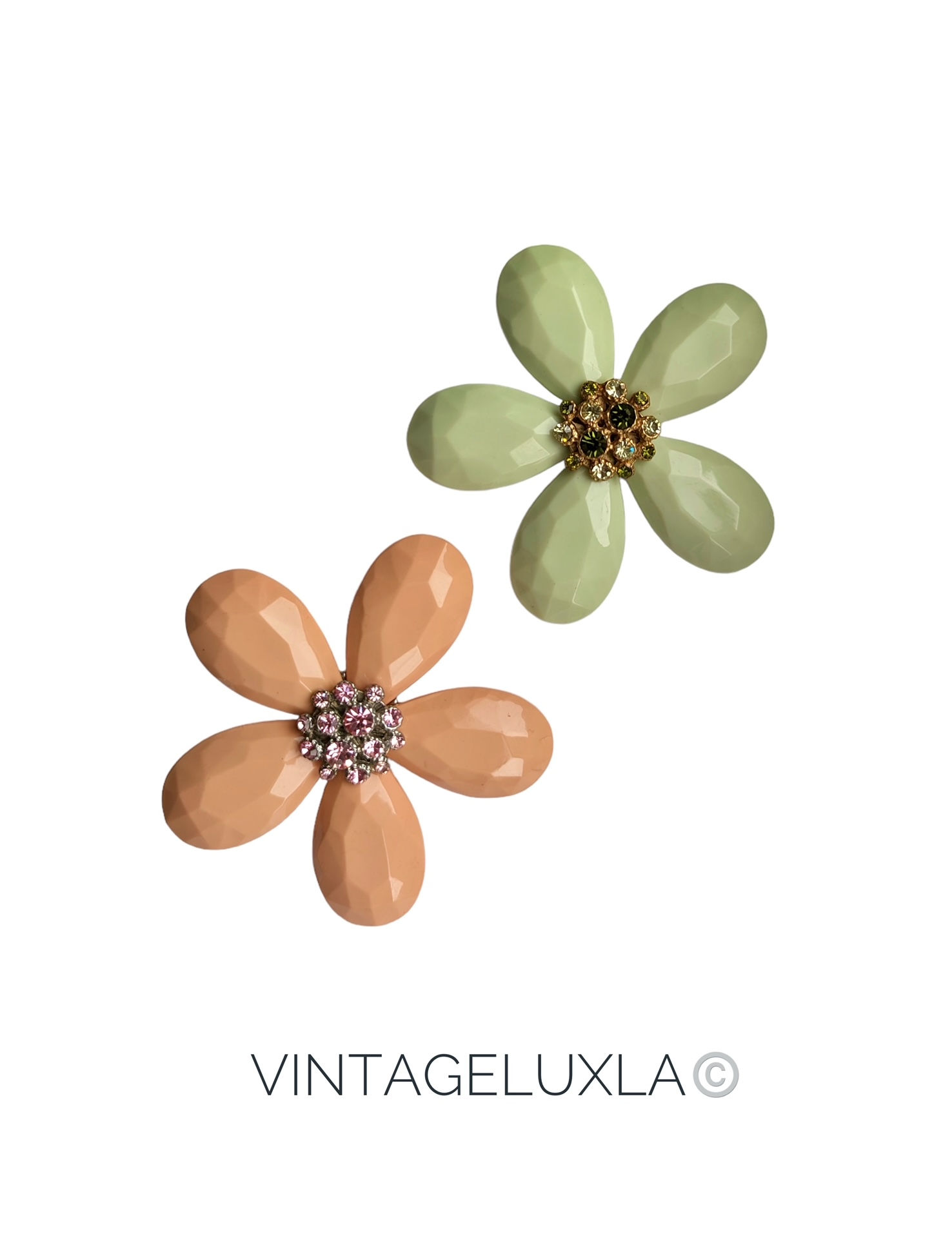 Винтажные парные броши-цветы