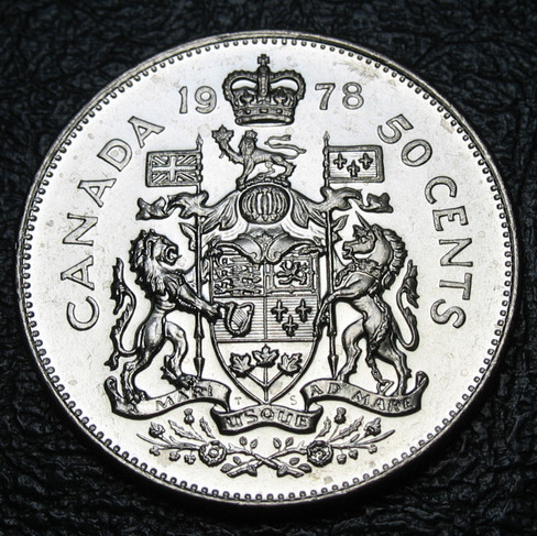 1978 Canada 50-cent, Coat of Arms, Round Jewels, Circulation