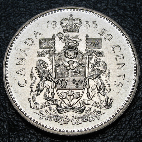 1985 Canada 50-cent, Coat of Arms, Circulation