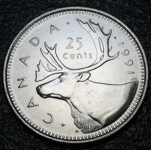 1991 Canada 25-cent, Caribou, Circulation
