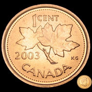 2003 Canada 1-cent, New Effigy, Uncrowned, Non-magnetic, Circulation
