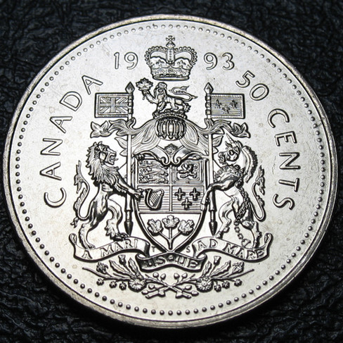 1993 Canada 50-cent, Coat of Arms, Circulation