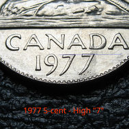 1977 Canada 5-cent, High 7, Circulation