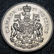 1970 Canada 50-cent, Coat of Arms, Circulation