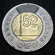 2026 Canada Two-dollar, 50th Anniversary of the CN Tower, Non-coloured, Circulation