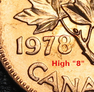 1978 Canada 1-cent, High 8, Circulation