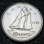 1996 Canada 10-cent, Bluenose, Circulation