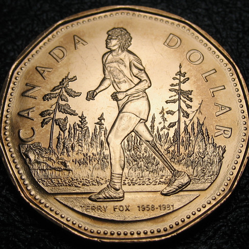 2005 Canada One Dollar, Terry Fox, Half Grass ( Type-2) , Circulation