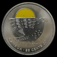 2011 Canada 25-cent, Legendary Nature: Peregrine Falcon, Coloured, Circulation