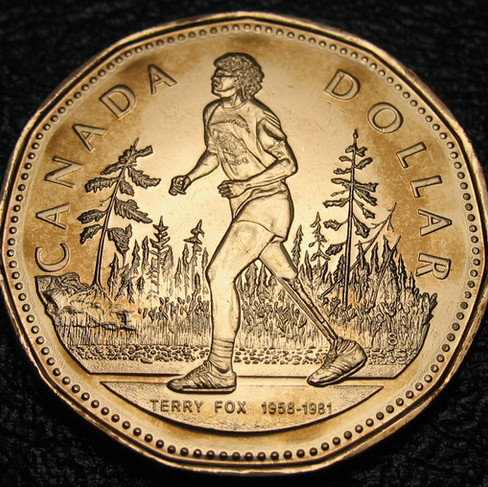 2005 Canada One Dollar, Terry Fox, Missing Part of Trees on Left Only ( Type-5 ) , Circulation
