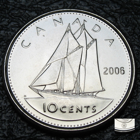2006 Canada 10-cent, Bluenose, RCM Logo, Circulation