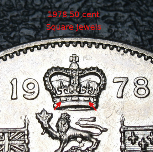 1978 Canada 50-cent, Coat of Arms, Square Jewels, Circulation