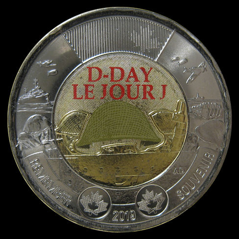 2019 Canada Two-dollar, D-Day, Coloured, Circulation