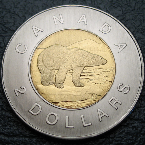 2006 Canada Two-dollar, Polar Bear, Maple Leaf Single Date Obverse, Circulation
