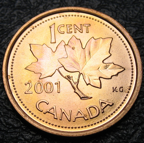 2001 Canada 1-cent, Non-magnetic, Circulation