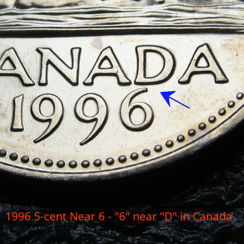 1996 Canada 5-cent, Near 6, Circulation