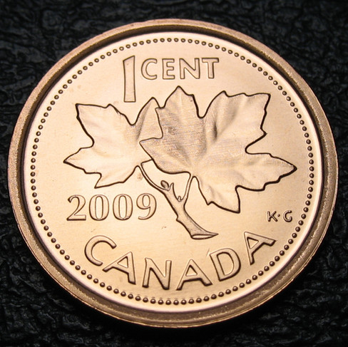 2009 Canada 1-cent, Maple Leaves, Non-magnetic, Circulation