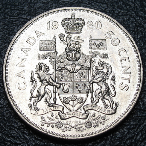1980 Canada 50-cent, Coat of Arms, Circulation