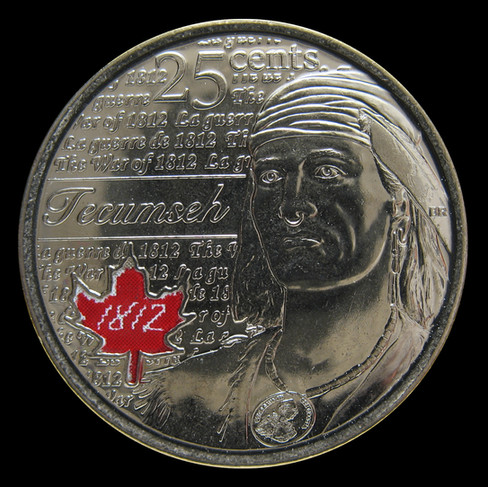 2012 Canada 25-cent, Tecumseh, Coloured, Circulation