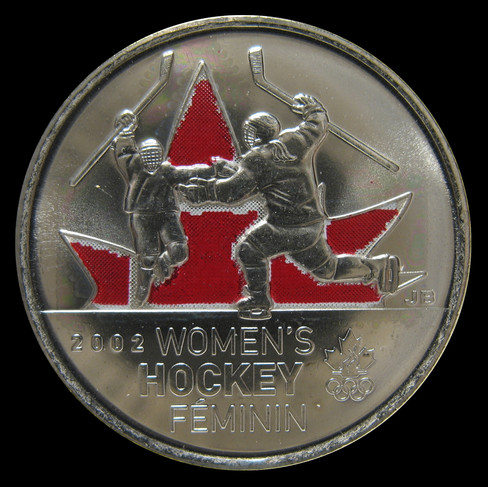 2009 Canada 25-cent, Golden Moments: Women's Ice Hockey, Coloured, Circulation