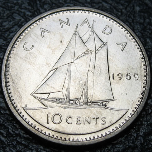 1969 Canada 10-cent, Small Date, Circulation