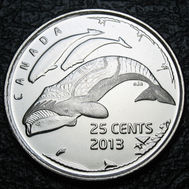 2013 Canada 25-cent, Life in the North Bowhead Whales "Finish A", Circulation