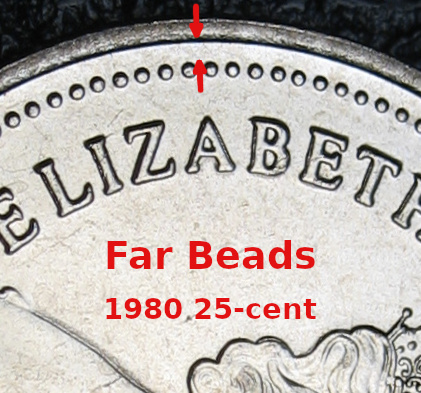 1980 Canada 25-cent, Caribou, Far Beads, Circulation