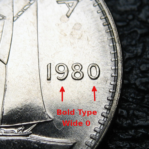 1980 Canada 10-cent, Bluenose, Wide 0, Circulation