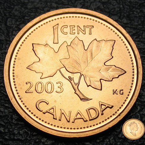 2003 Canada 1-cent, Old Effigy, Crowned, Non-magnetic, Circulation