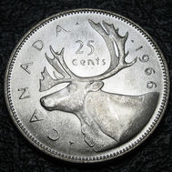 1966 Canada 25-cent, Caribou, Circulation