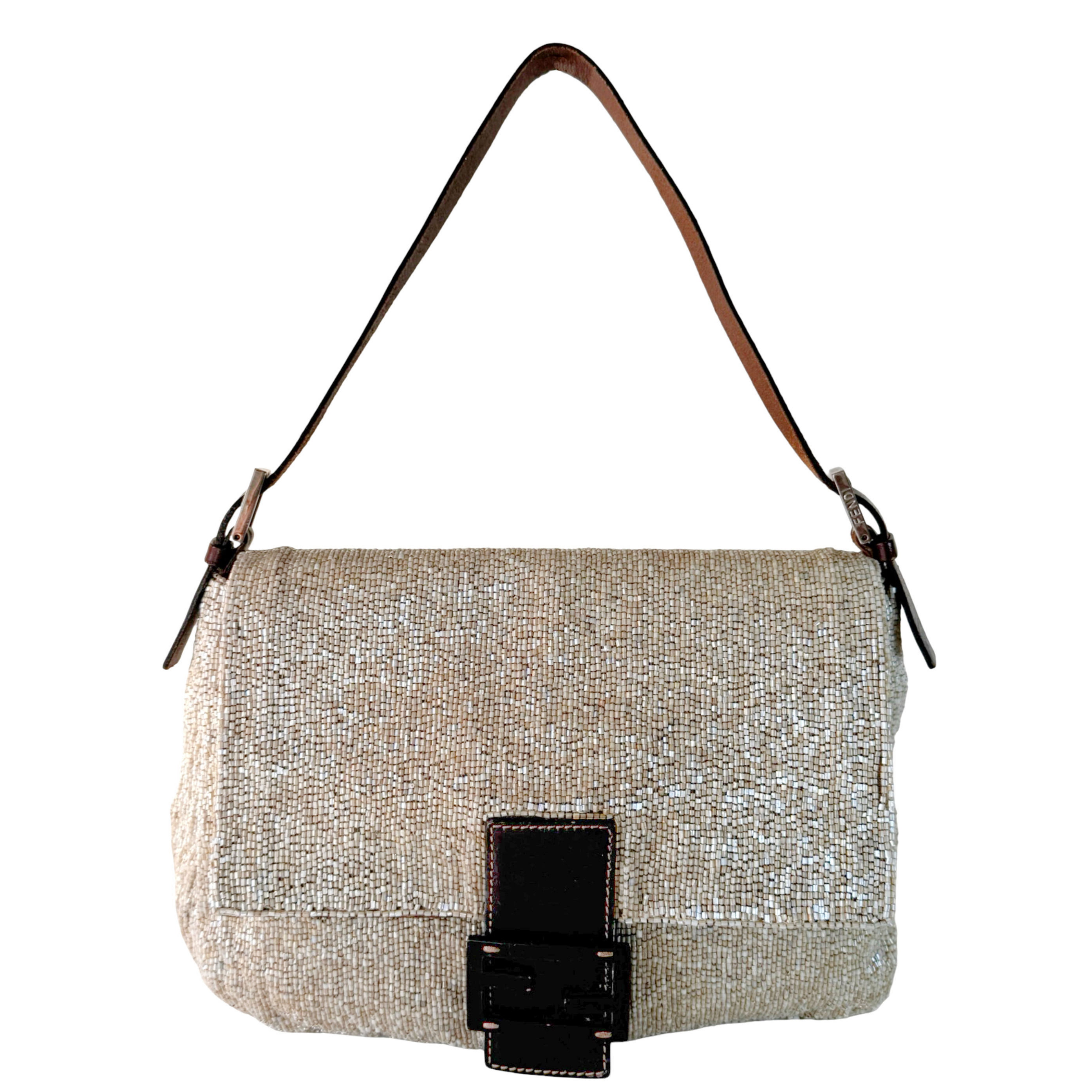 FENDI BEIGE BEADED MAMA BAGUETTE