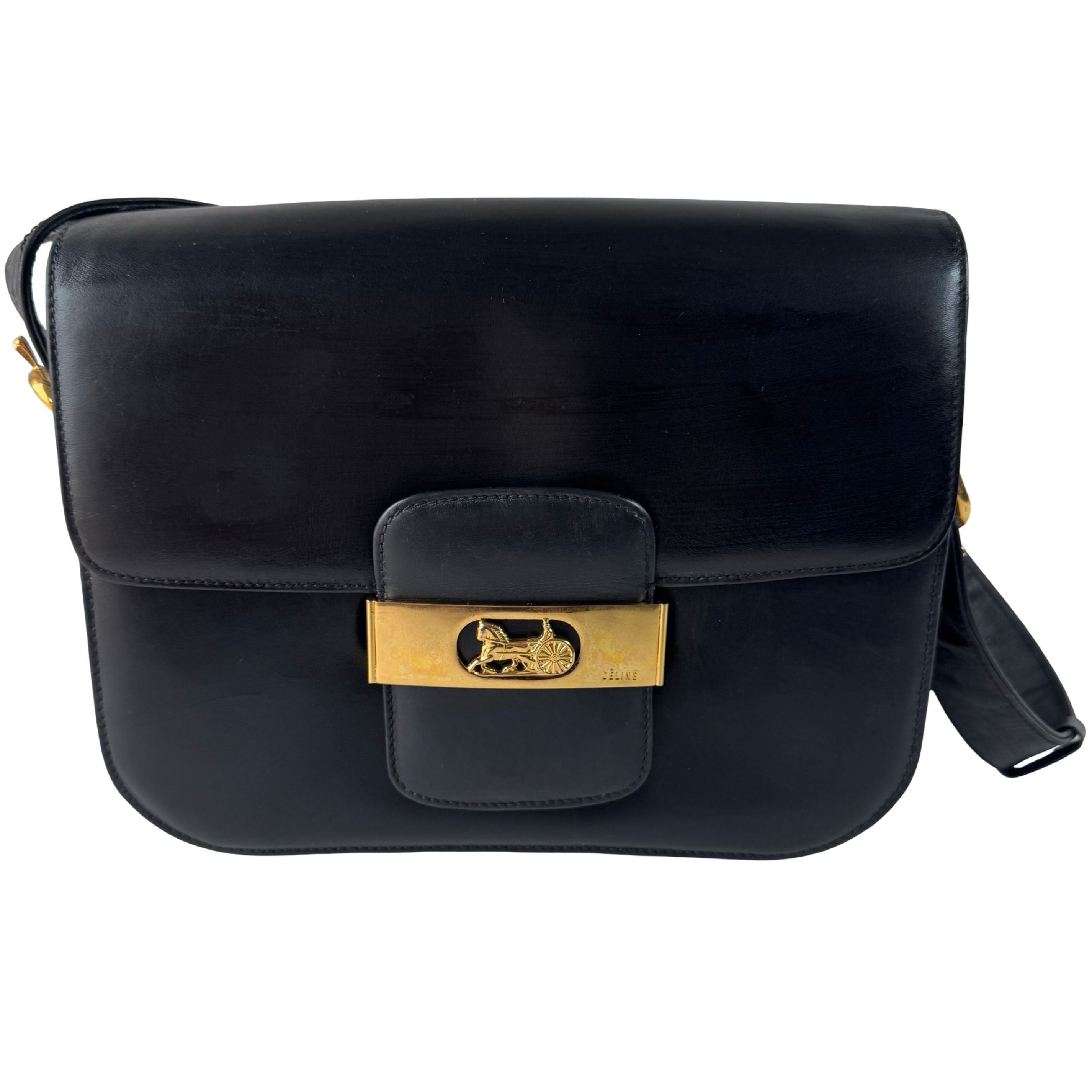 CELINE BOX BAG BLACK HORSE CARRIAGE