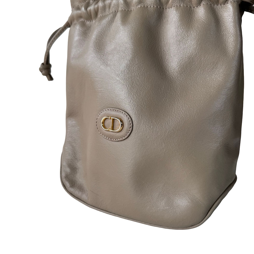 Miniatyrbilde: CHRISTIAN DIOR BEIGE DRAWSTRING BAG
