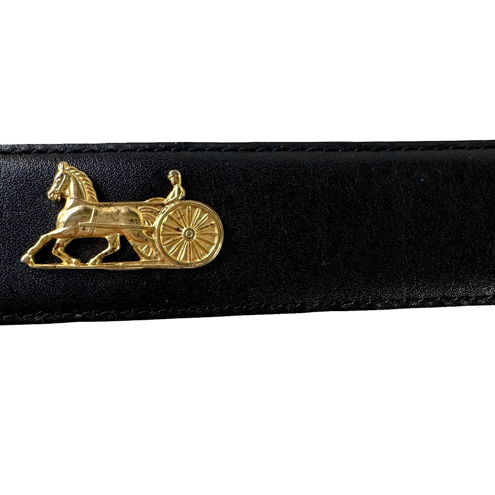 Miniatyrbilde: CELINE BLACK LEATHER BELT GHW