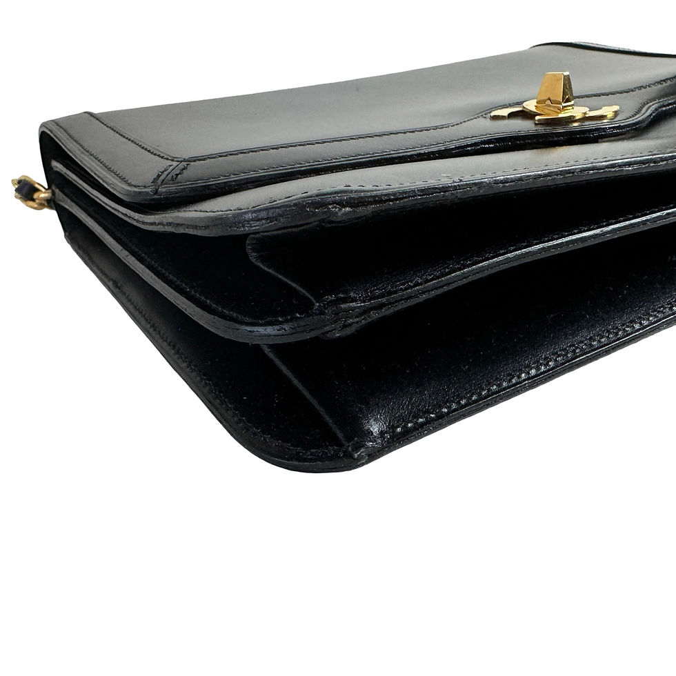 Miniatyrbilde: CHANEL SINGLE FLAP BOX LEATHER BLACK GHW