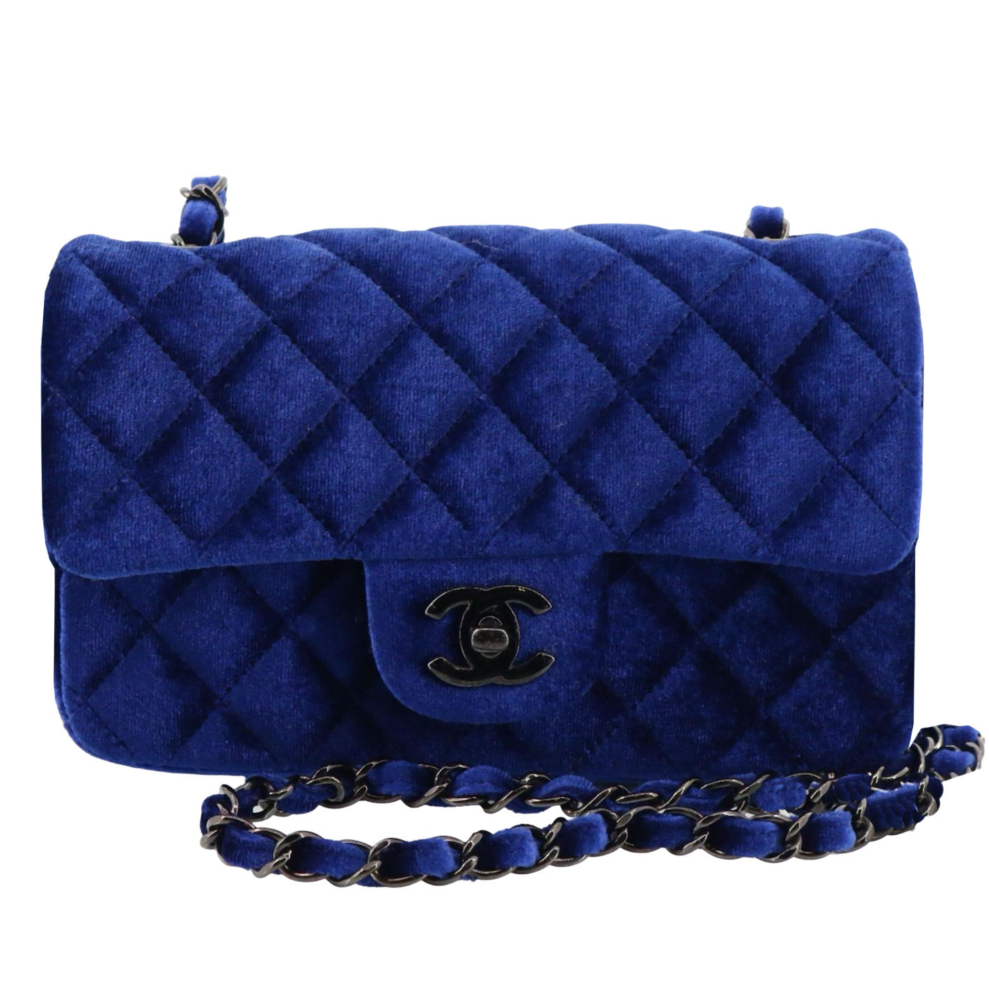 CHANEL MINI RECTANGULAR VELVET BLUE BHW