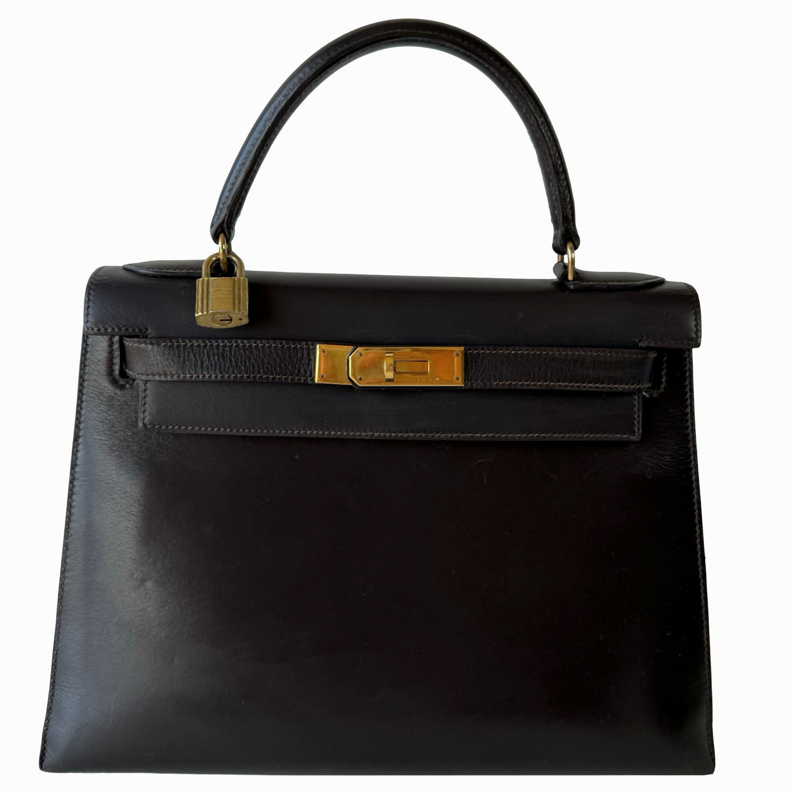 HERMÈS KELLY 28 SELLIER BOX CALF BROWN GHW