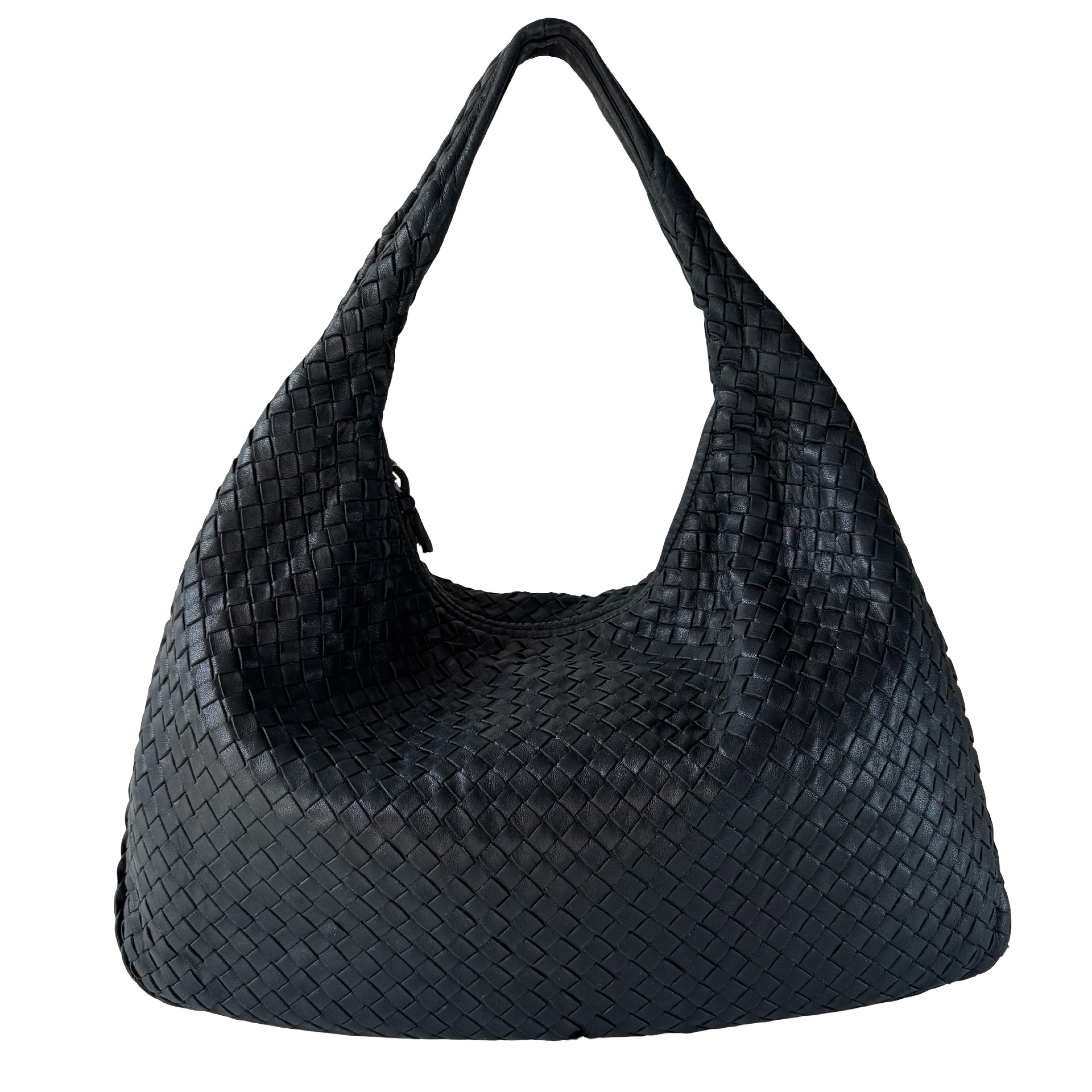 BOTTEGA VENETA INTRECCIATO HOBO LARGE BLACK