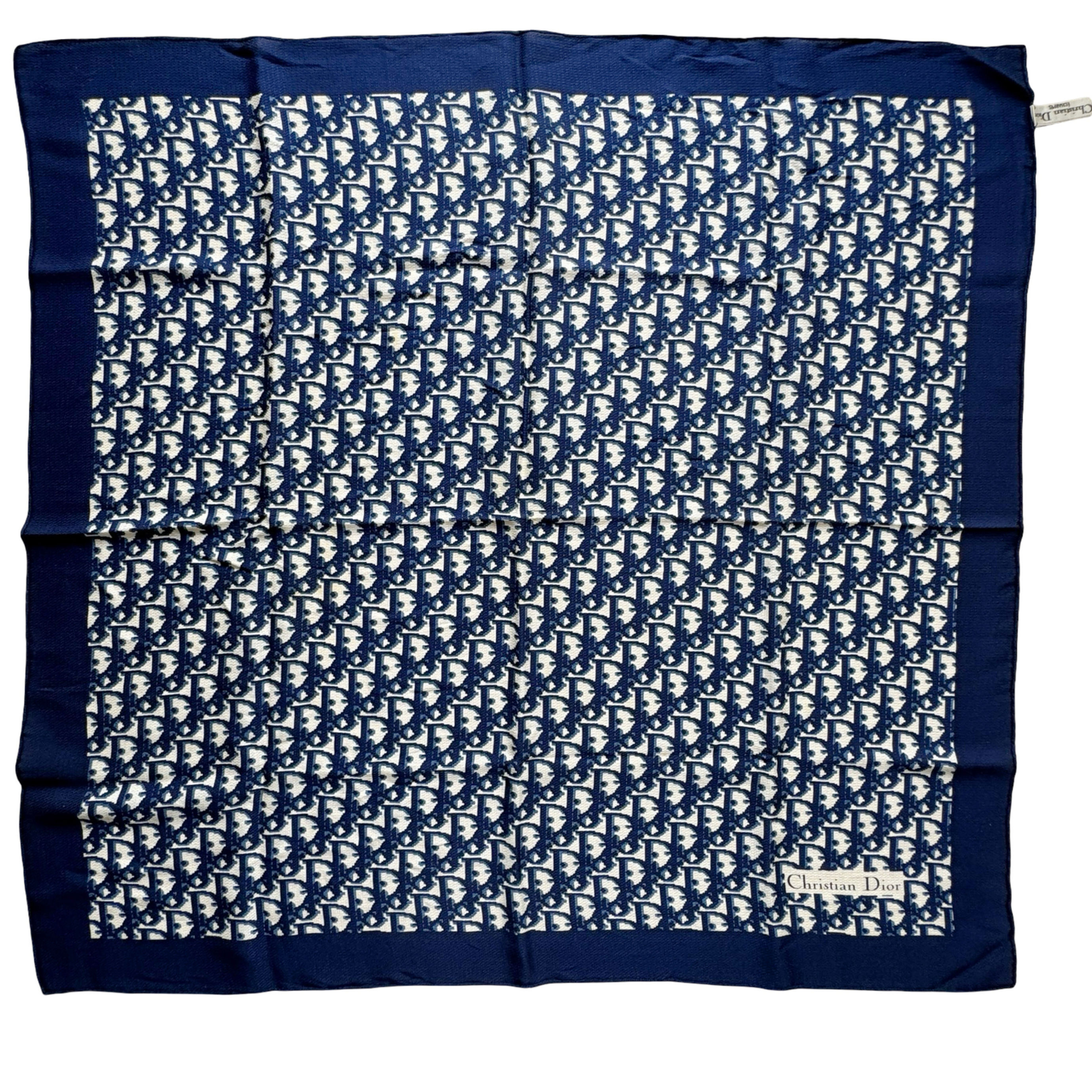 CHRISTIAN DIOR SILK TROTTER SCARF NAVY