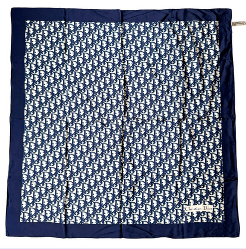 CHRISTIAN DIOR SILK TROTTER SCARF NAVY | VINTAGEFEVER.NO