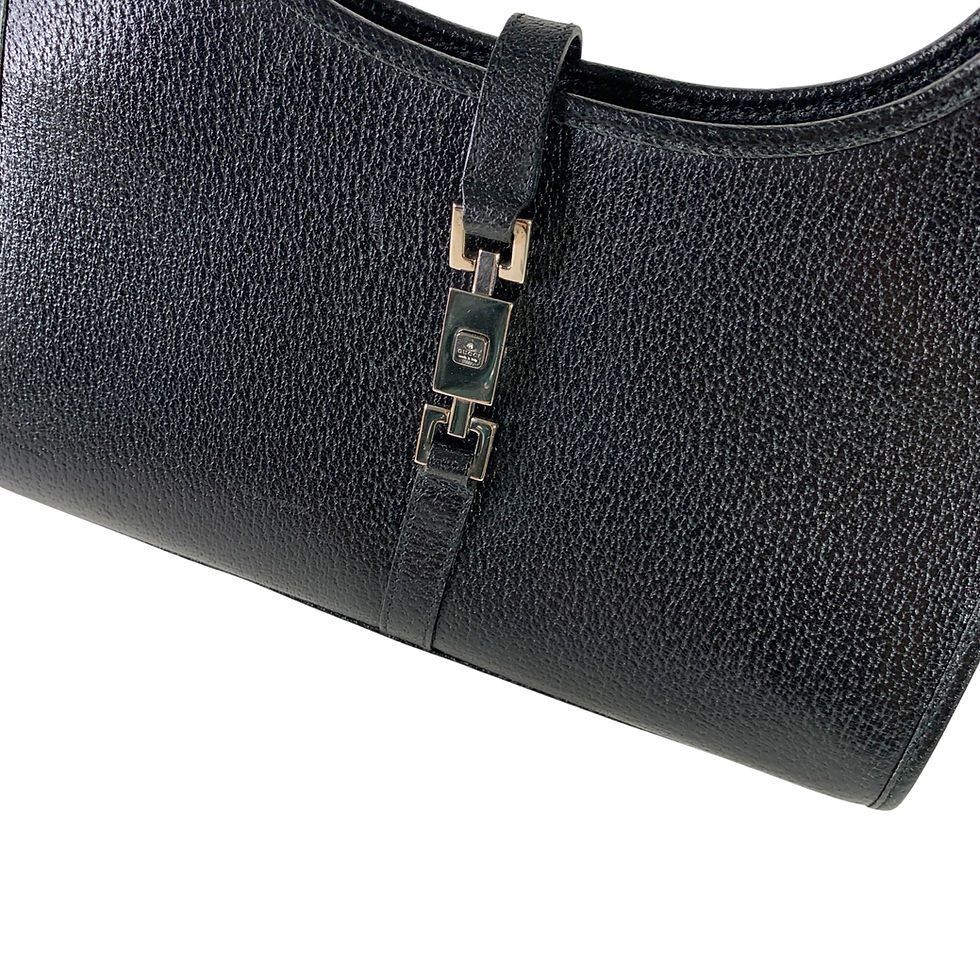 Miniatyrbilde: GUCCI JACKIE BARDOT SMALL BLACK LEATHER SHW