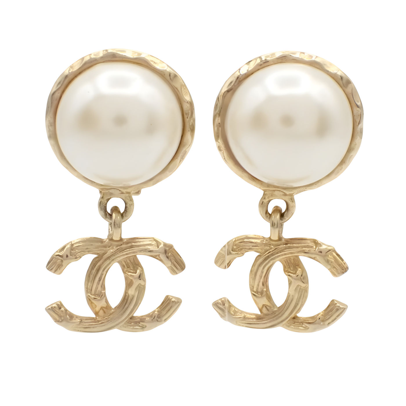 CHANEL CC PEARL EARRINGS GHW